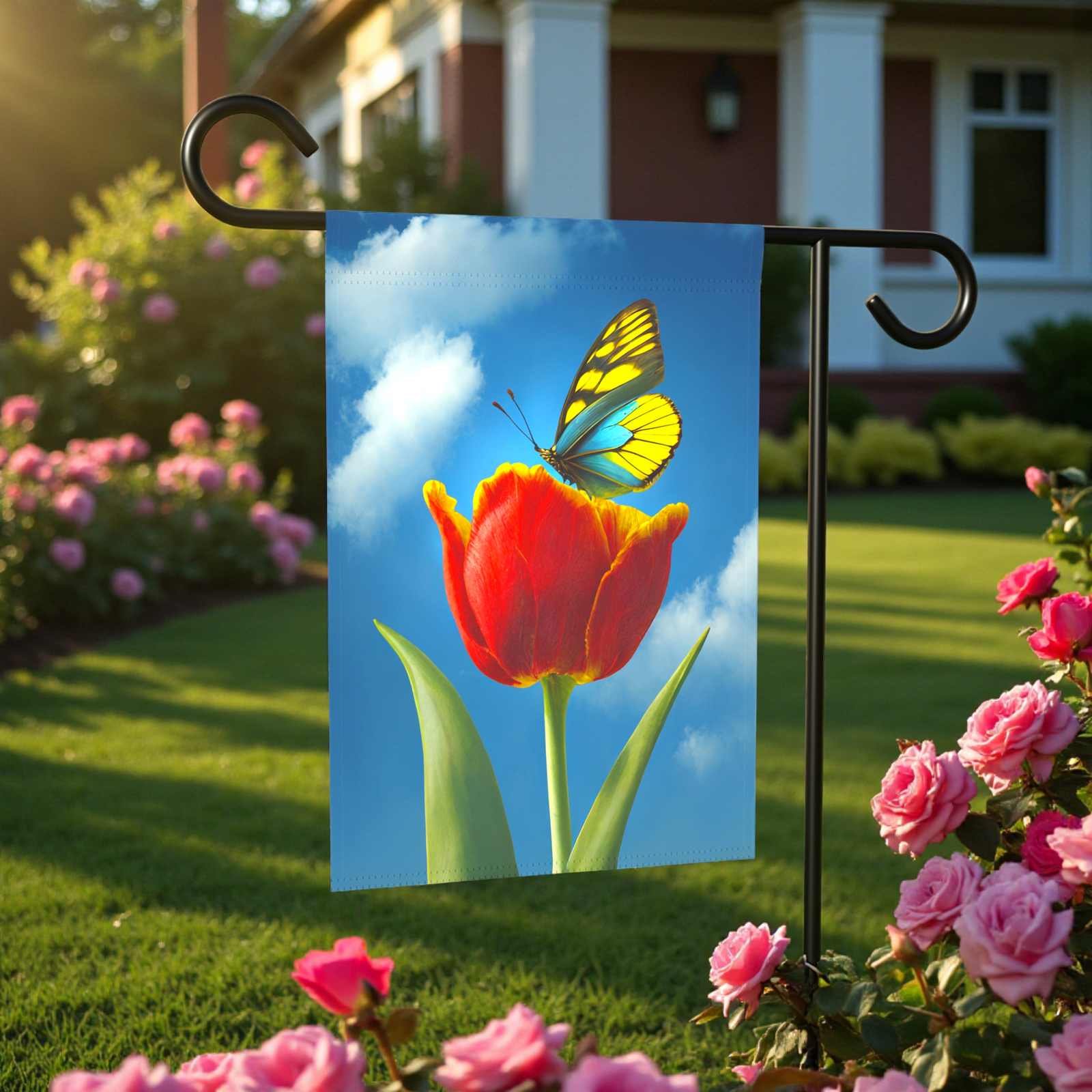 Tulips and Butterfly Garden Flag - Image 6
