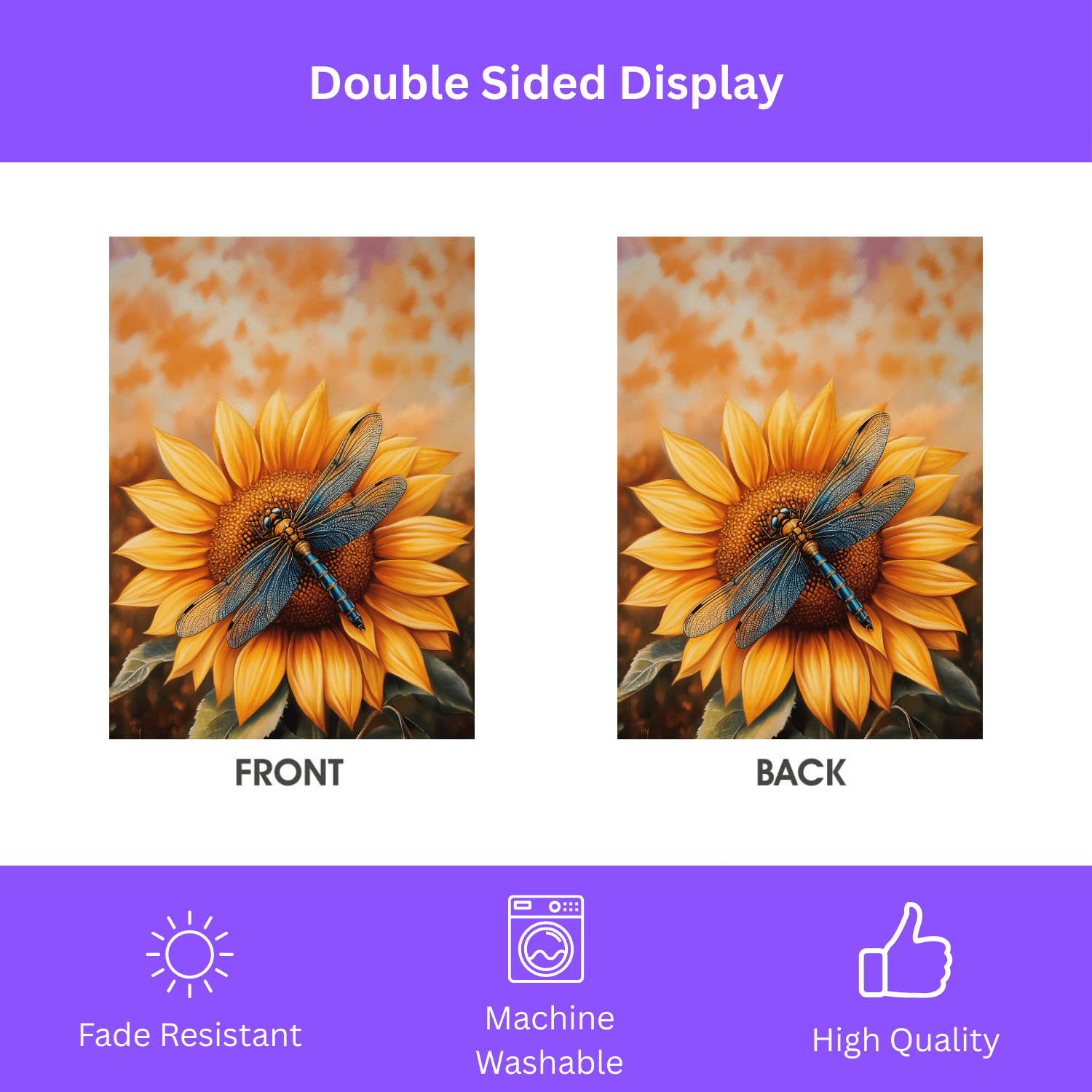 Sunflower and Dragonfly Garden Flag - Image 2