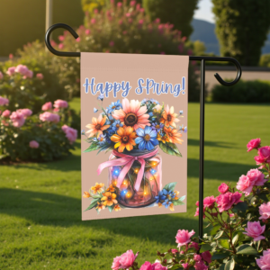 Happy Spring Jar of Flowers Garden Flag