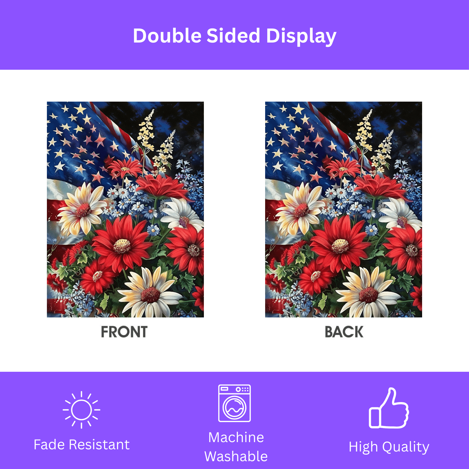 Patriotic Flowers Garden Flag - Image 2