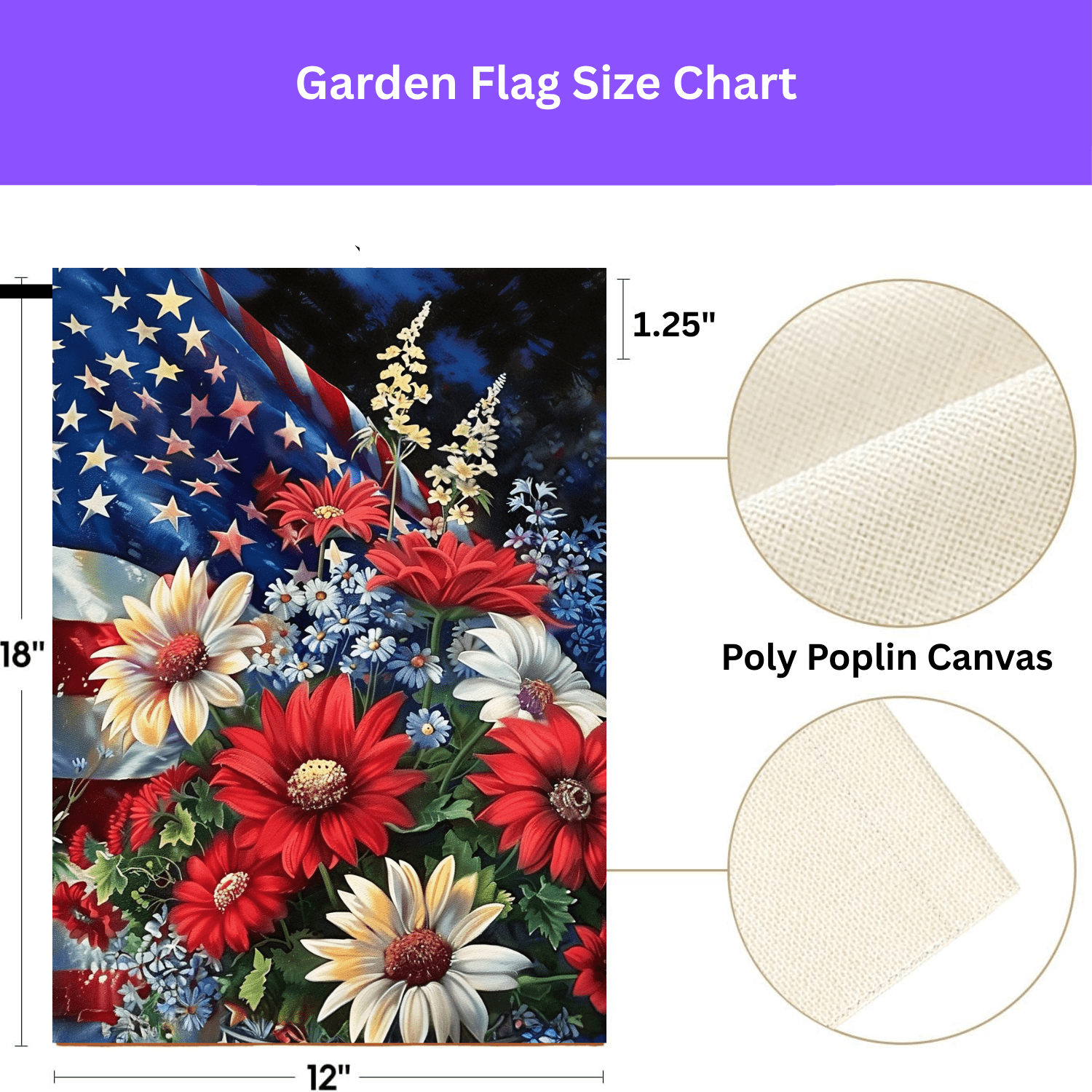 Patriotic Flowers Garden Flag - Image 3