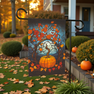 Abstract Long-Stem Pumpkin Garden Flag