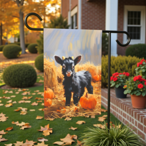Baby Goat and Pumpkin Garden Flag