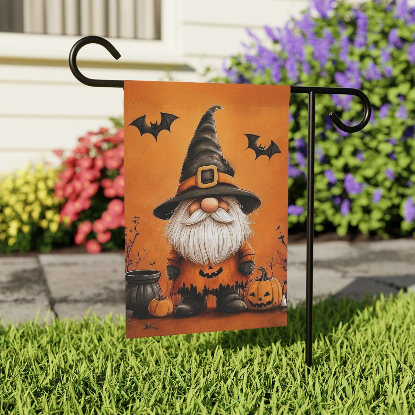 Bats and Gnome Halloween Garden Flag - Image 7