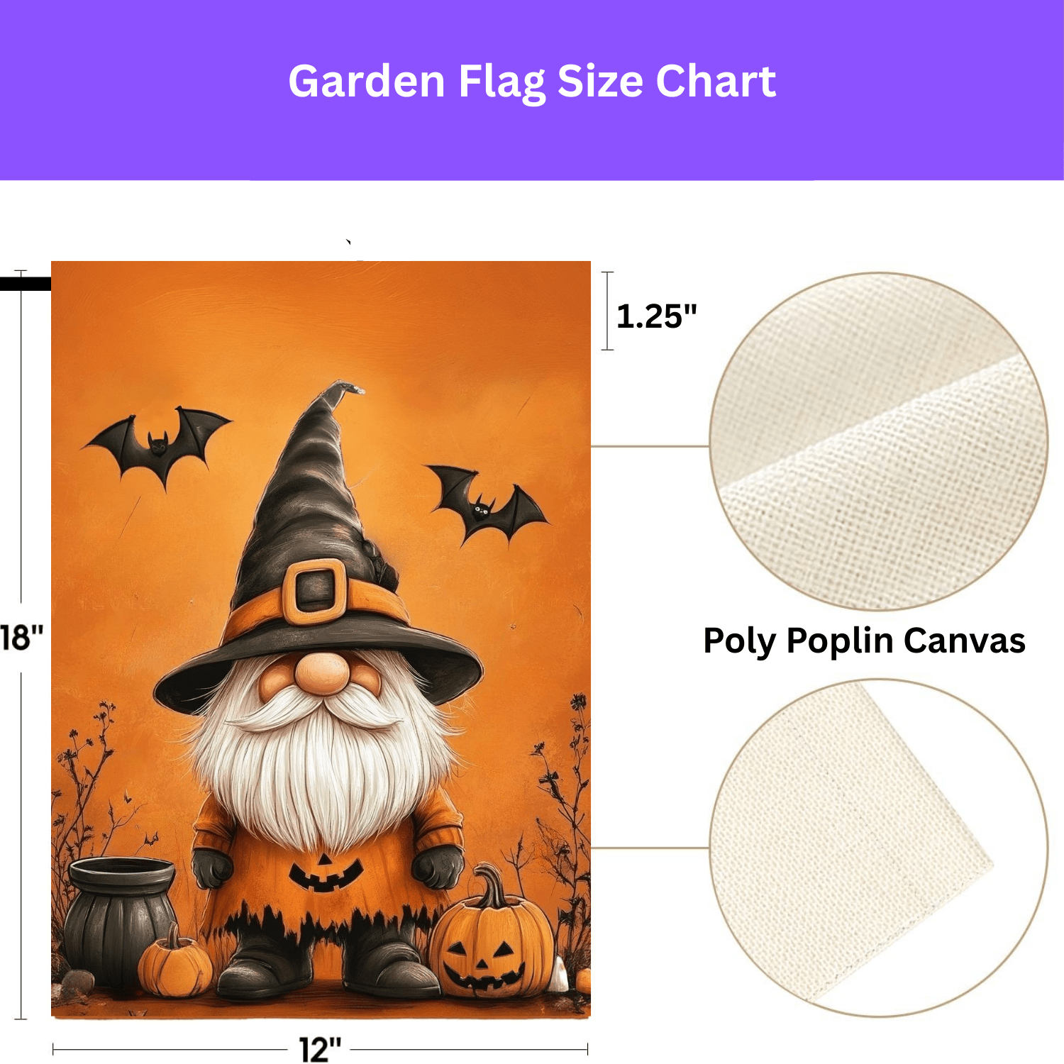 Bats and Gnome Halloween Garden Flag - Image 4