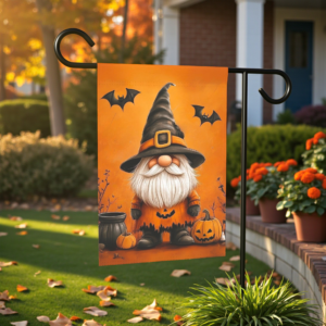Bats and Gnome Halloween Garden Flag