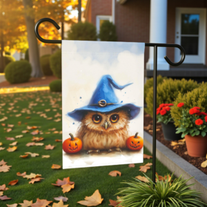 Blue Witch Hat Owl Garden Flag