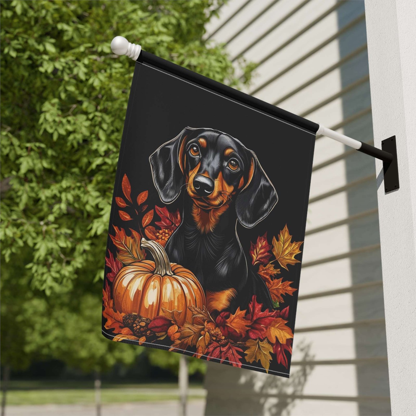 Dachshund and Pumpkin Garden Flag - Image 8
