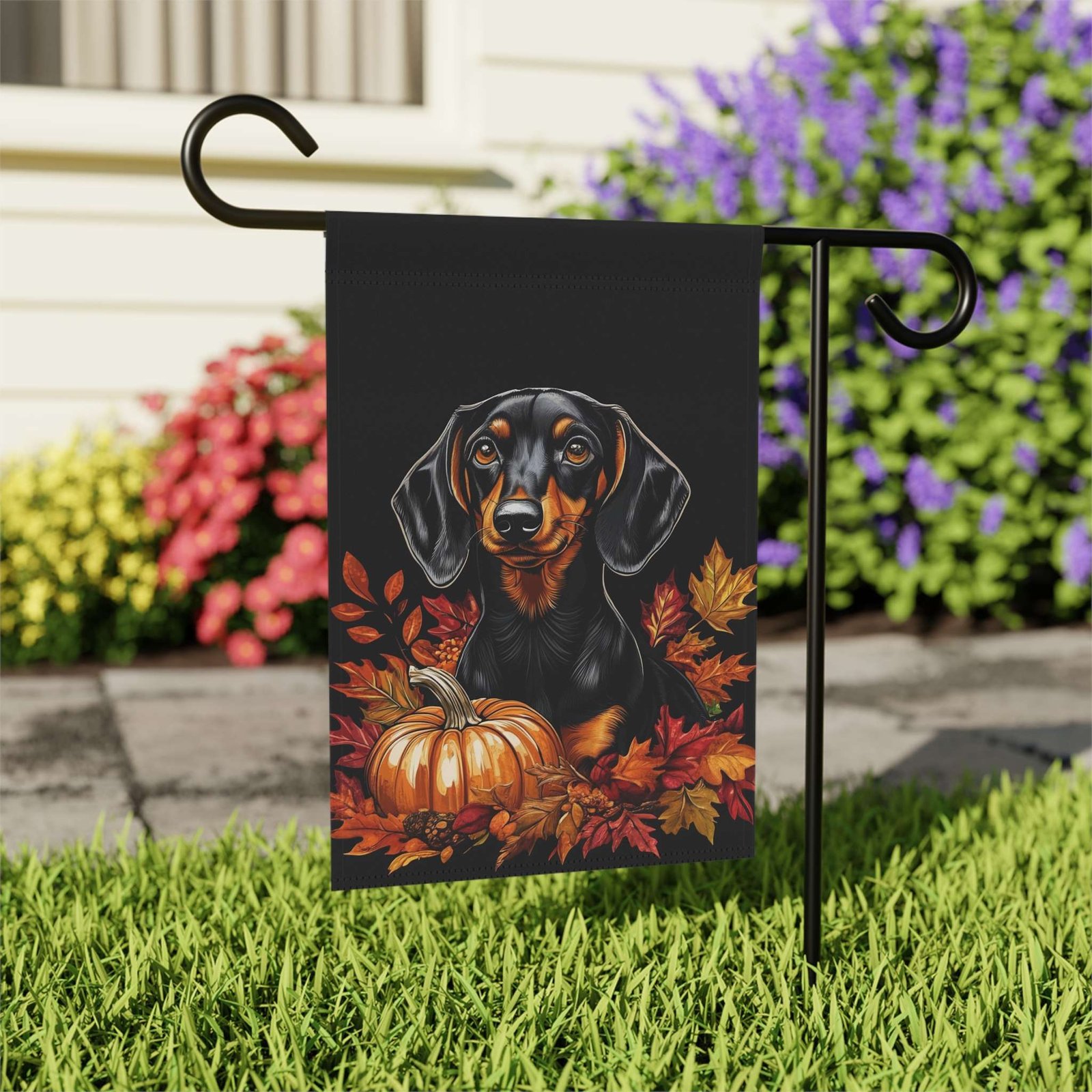 Dachshund and Pumpkin Garden Flag - Image 7