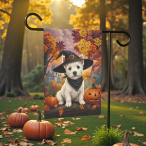 Witch Hat Westie Halloween Garden Flag