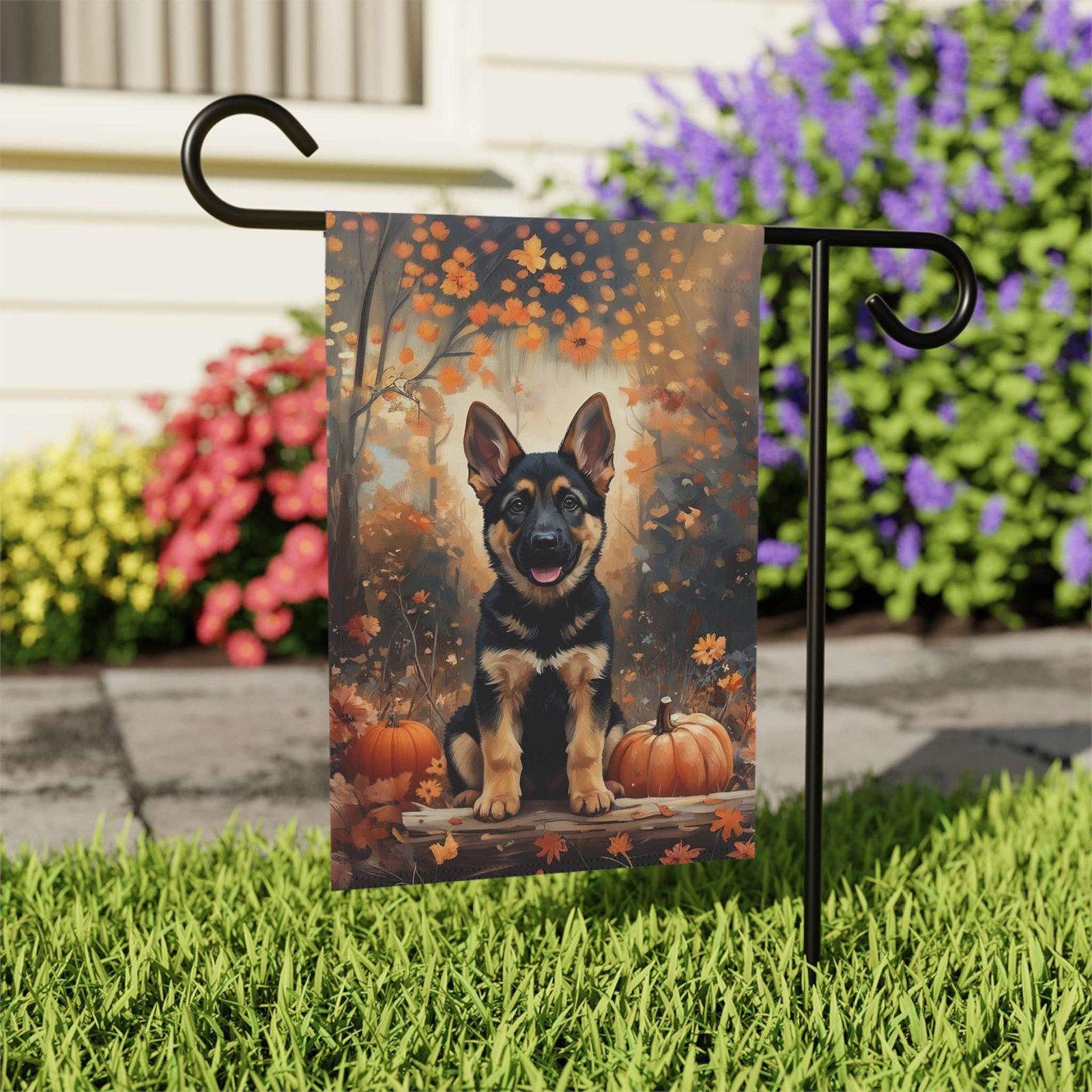 Fall German Shepherd and Pumpkin Garden Flag - Image 7