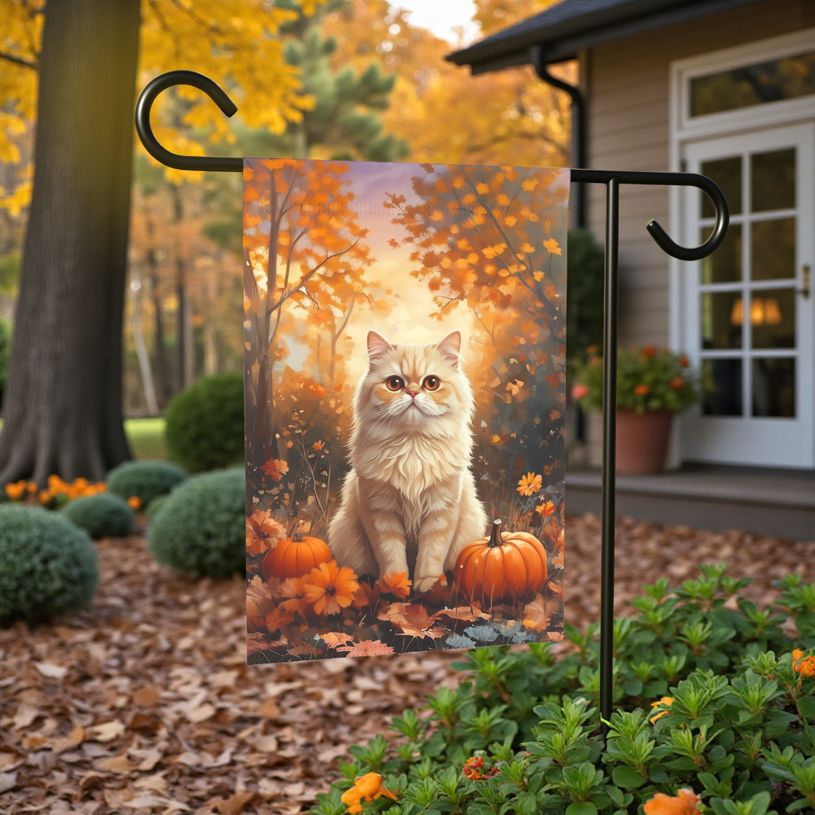 Fall Persian Cat and Pumpkin Garden Flag - Image 6