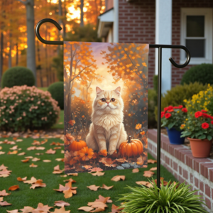 Fall Persian Cat and Pumpkin Garden Flag