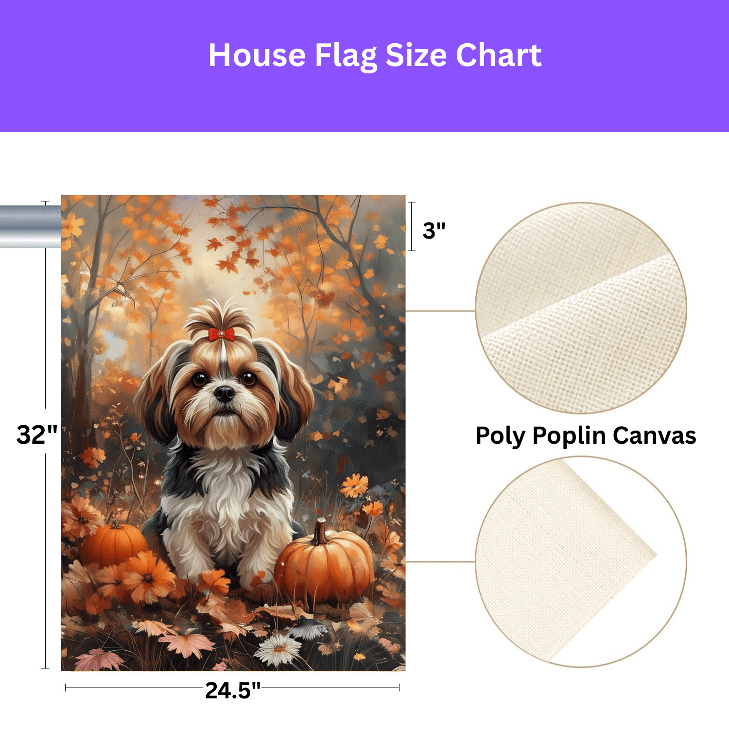 Fall Shih Tzu and Pumpkin Garden Flag - Image 4