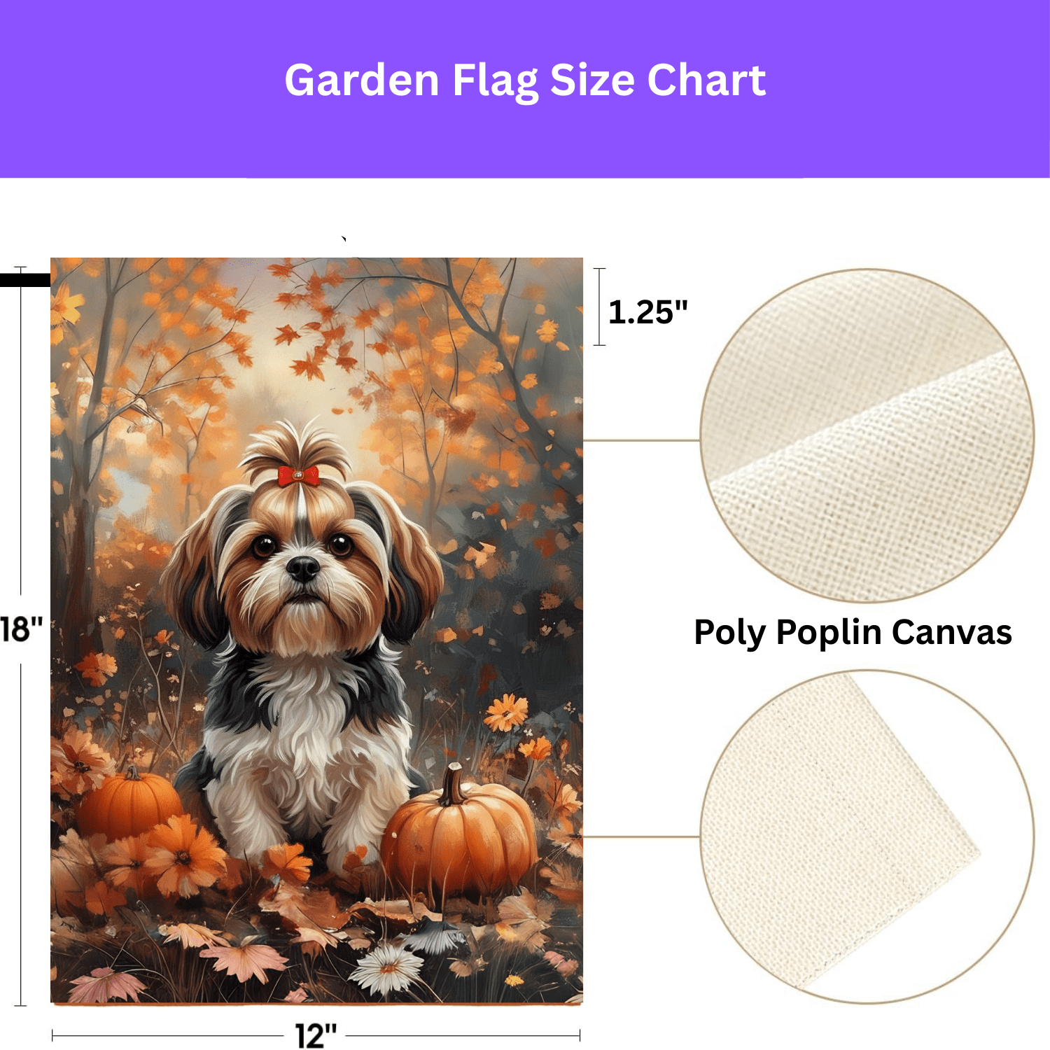 Fall Shih Tzu and Pumpkin Garden Flag - Image 3