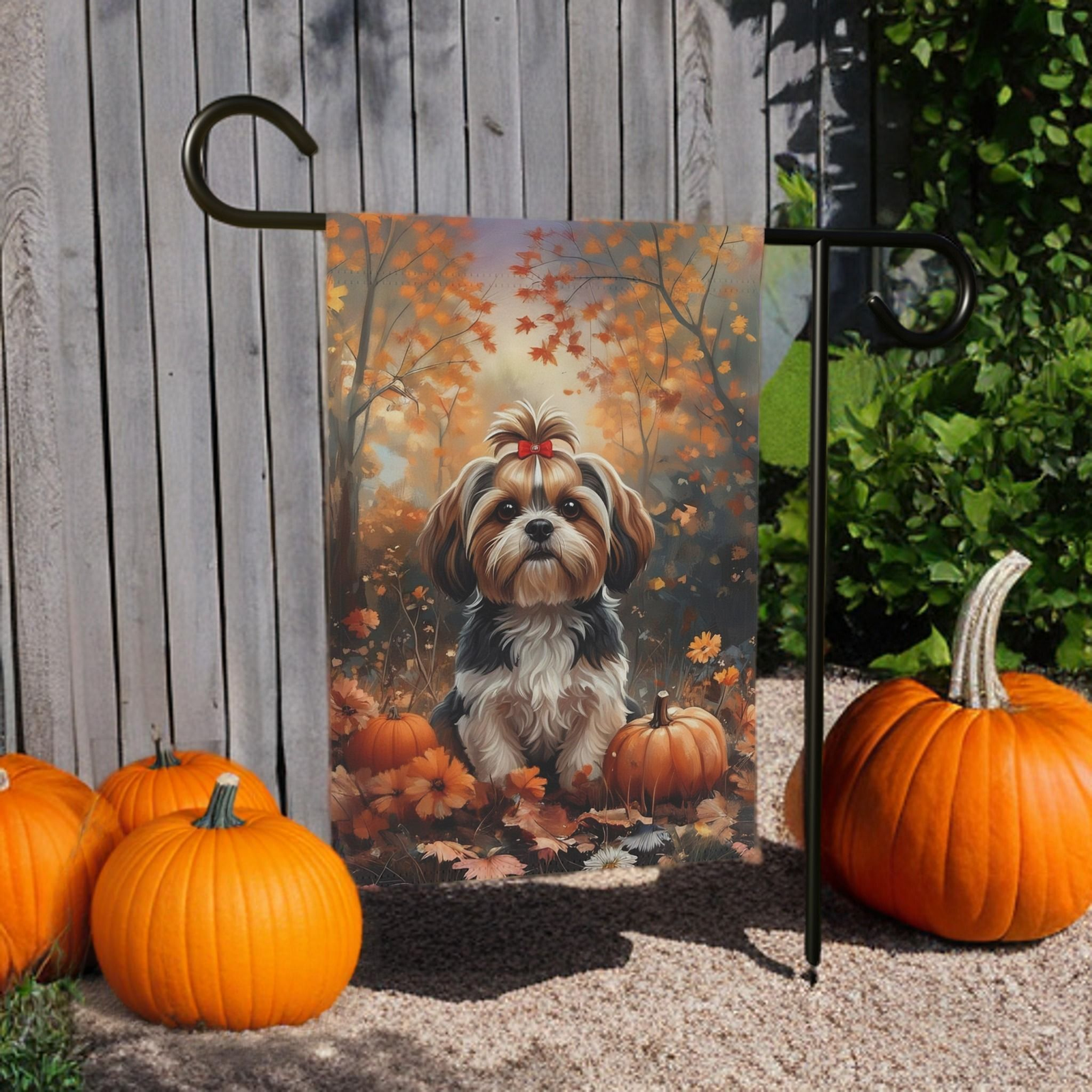 Fall Shih Tzu and Pumpkin Garden Flag - Image 5