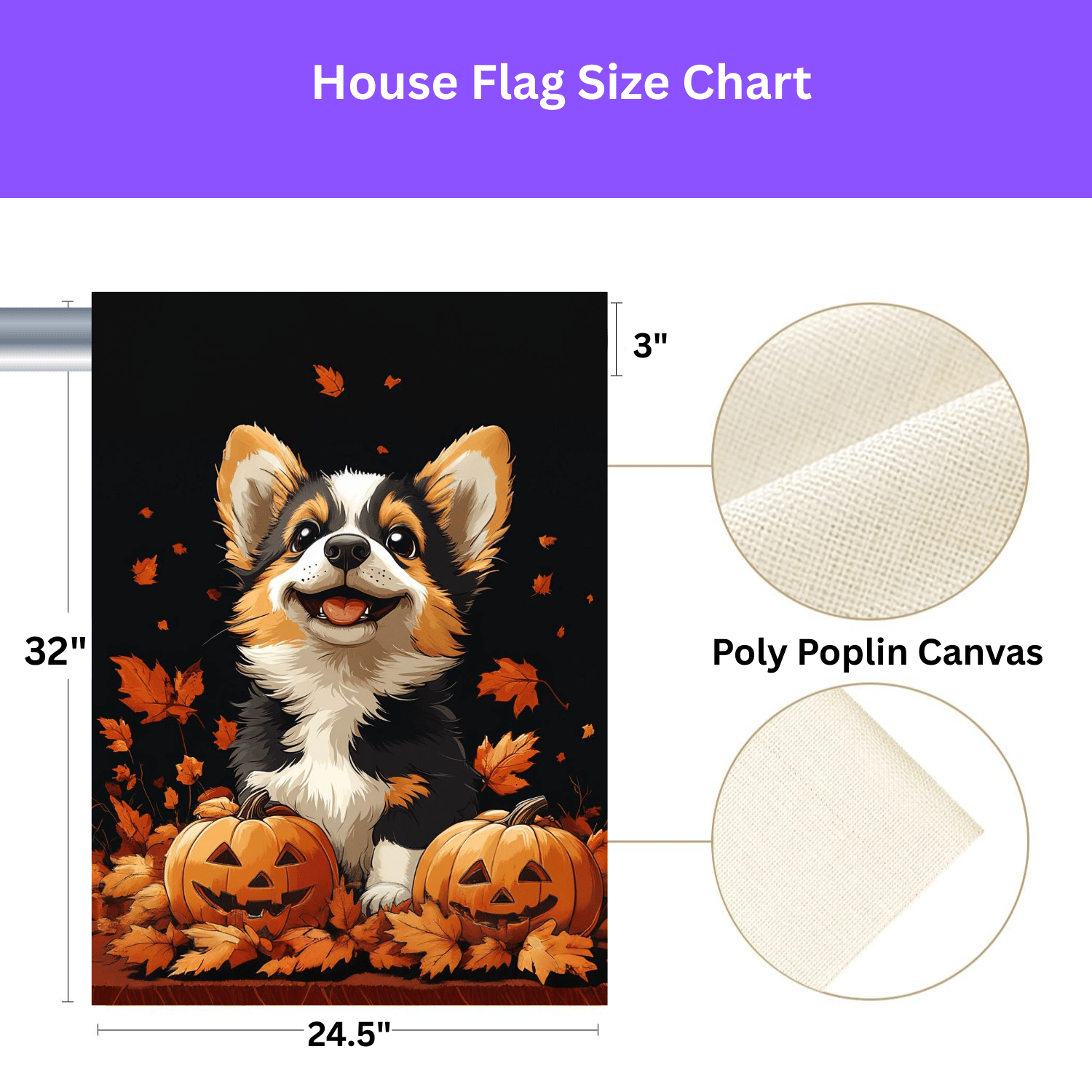 Two Jack-o-Lanterns and Corgi Garden Flag - Image 4