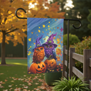 Two Witch Owls Halloween Garden Flag