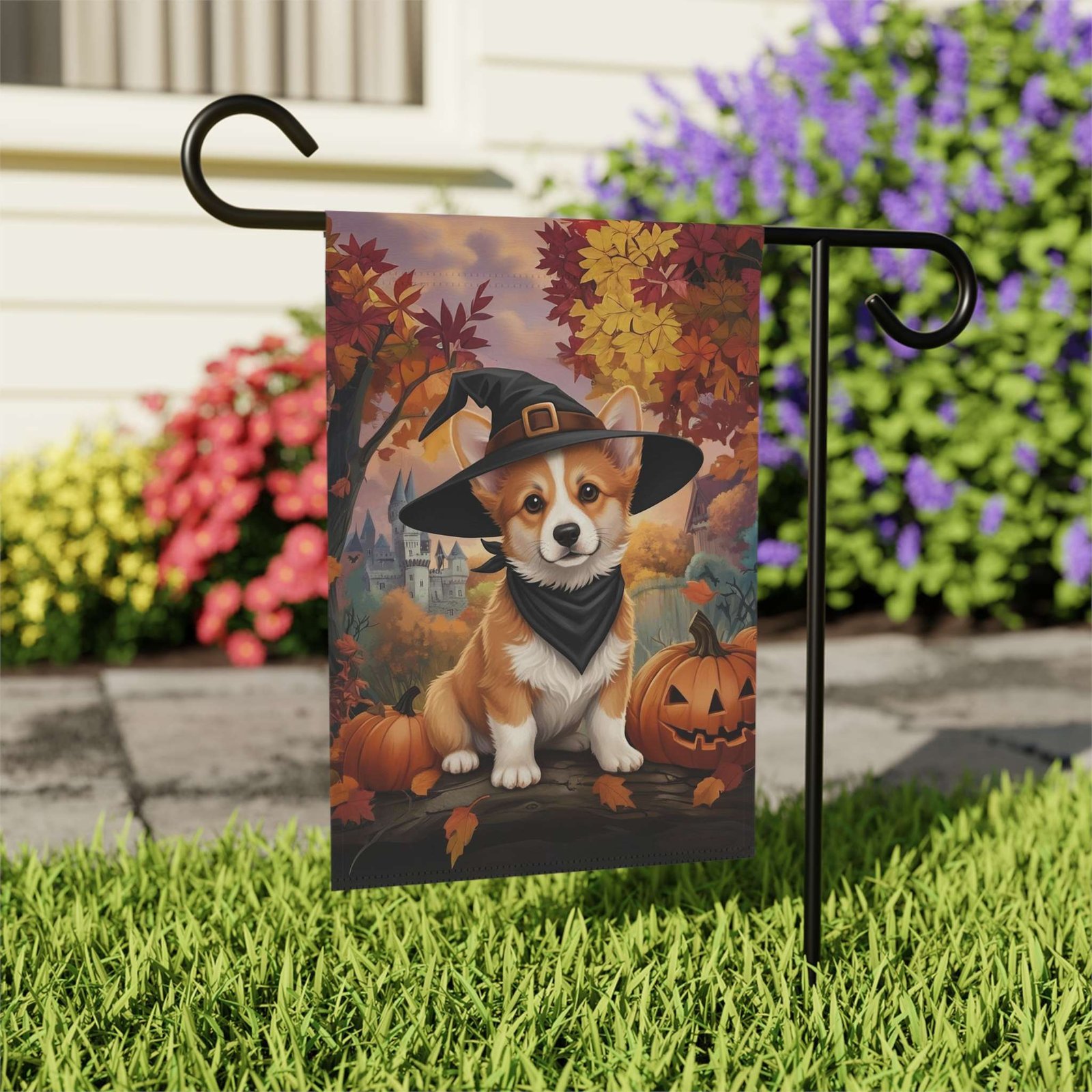 Witch Hat Corgi Halloween Garden Flag - Image 7