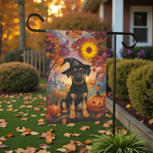 Halloween Witch Hat German Shepherd Puppy Garden Flag