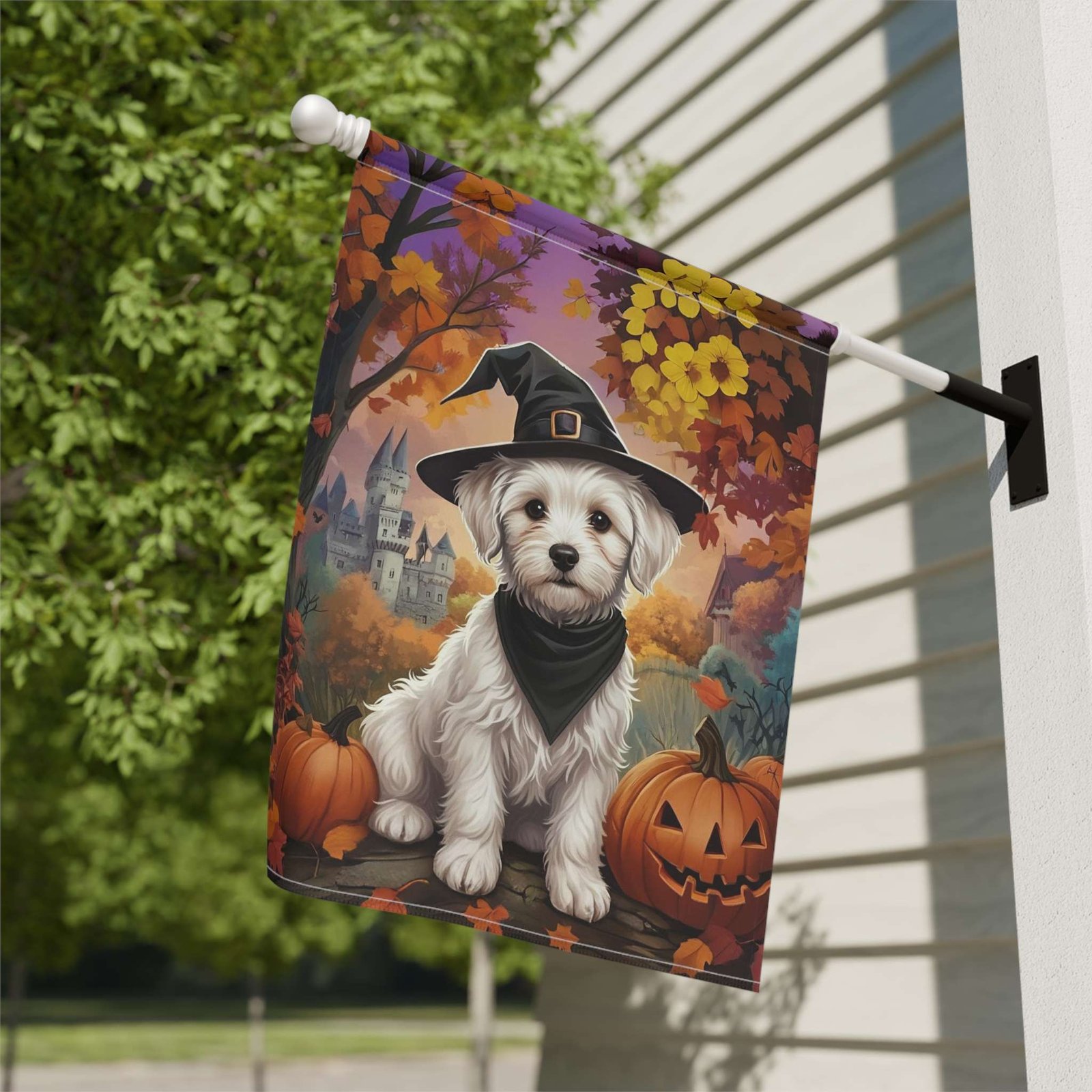 Witch Hat Maltese Halloween Garden Flag - Image 8