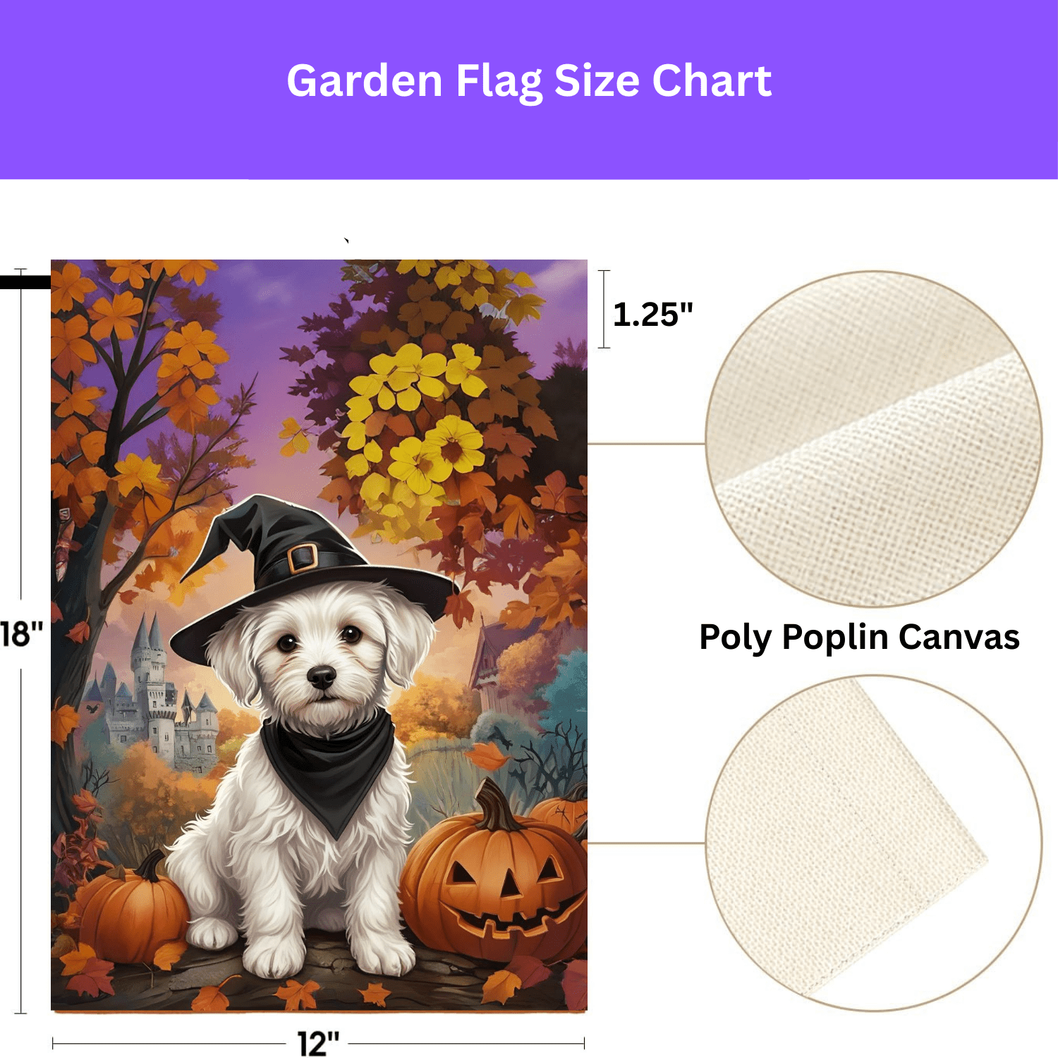 Witch Hat Maltese Halloween Garden Flag - Image 4