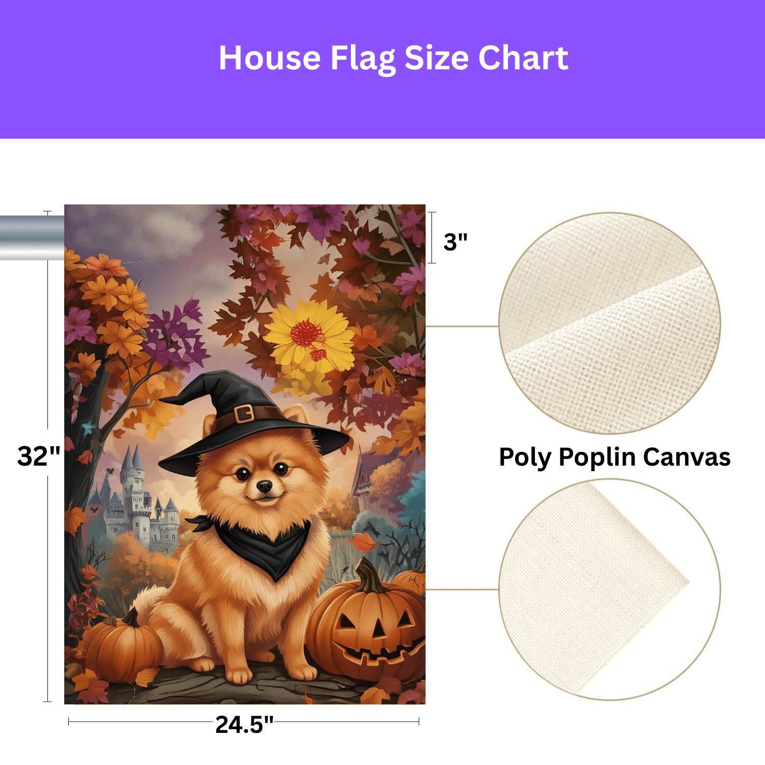 Witch Hat Pomeranian Halloween Garden Flag - Image 3