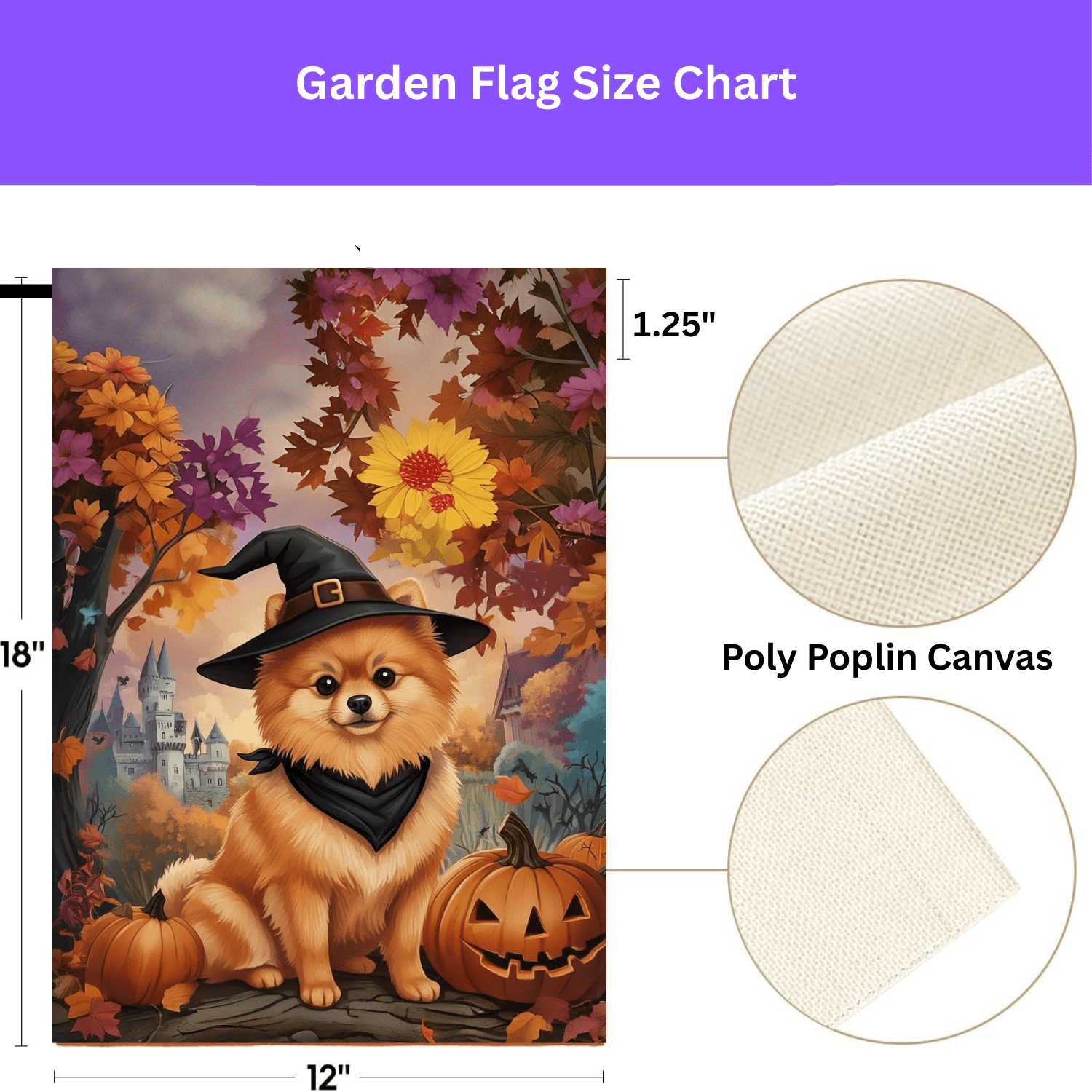 Witch Hat Pomeranian Halloween Garden Flag - Image 4
