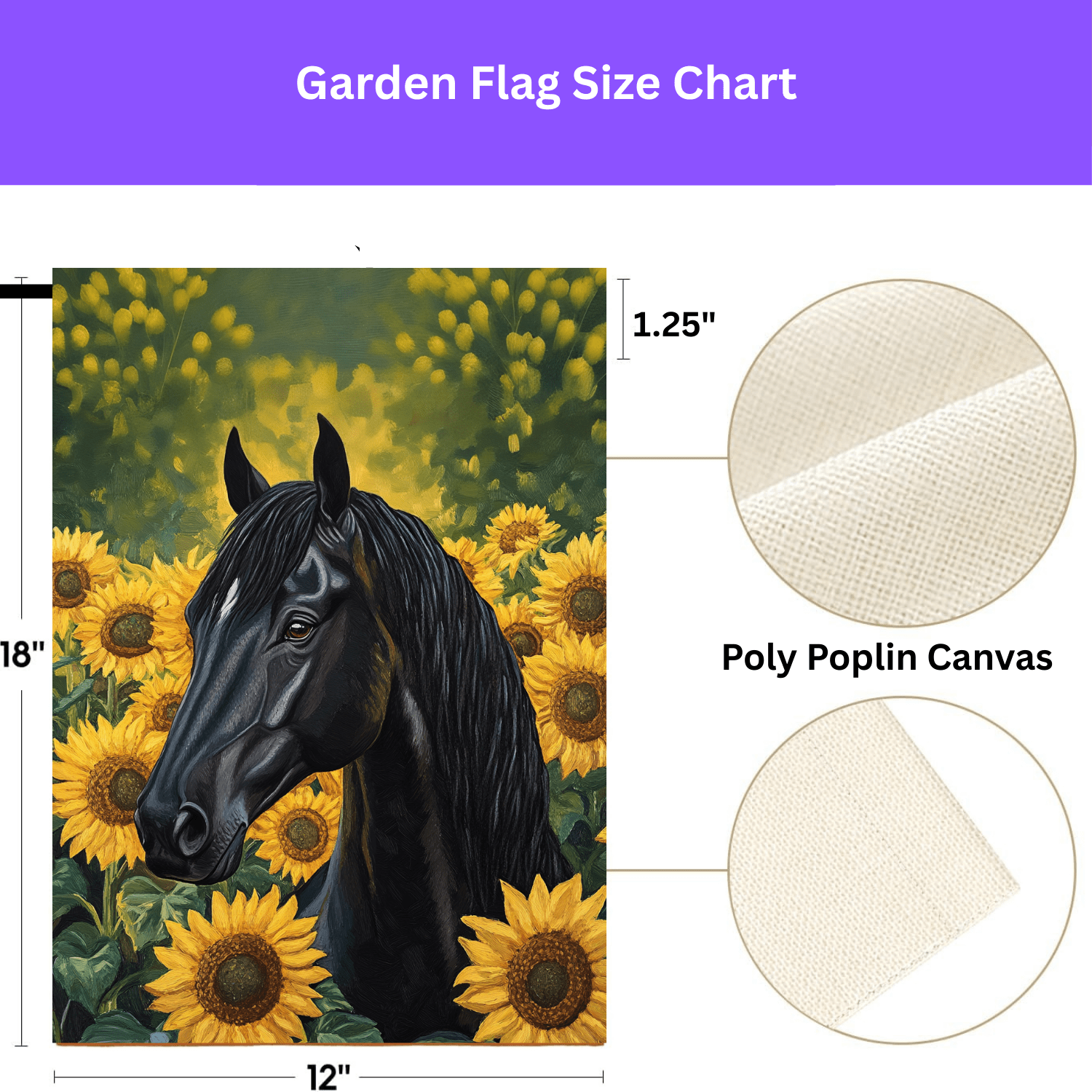 Black Stallion In Sunflowers Garden Flag - Image 4