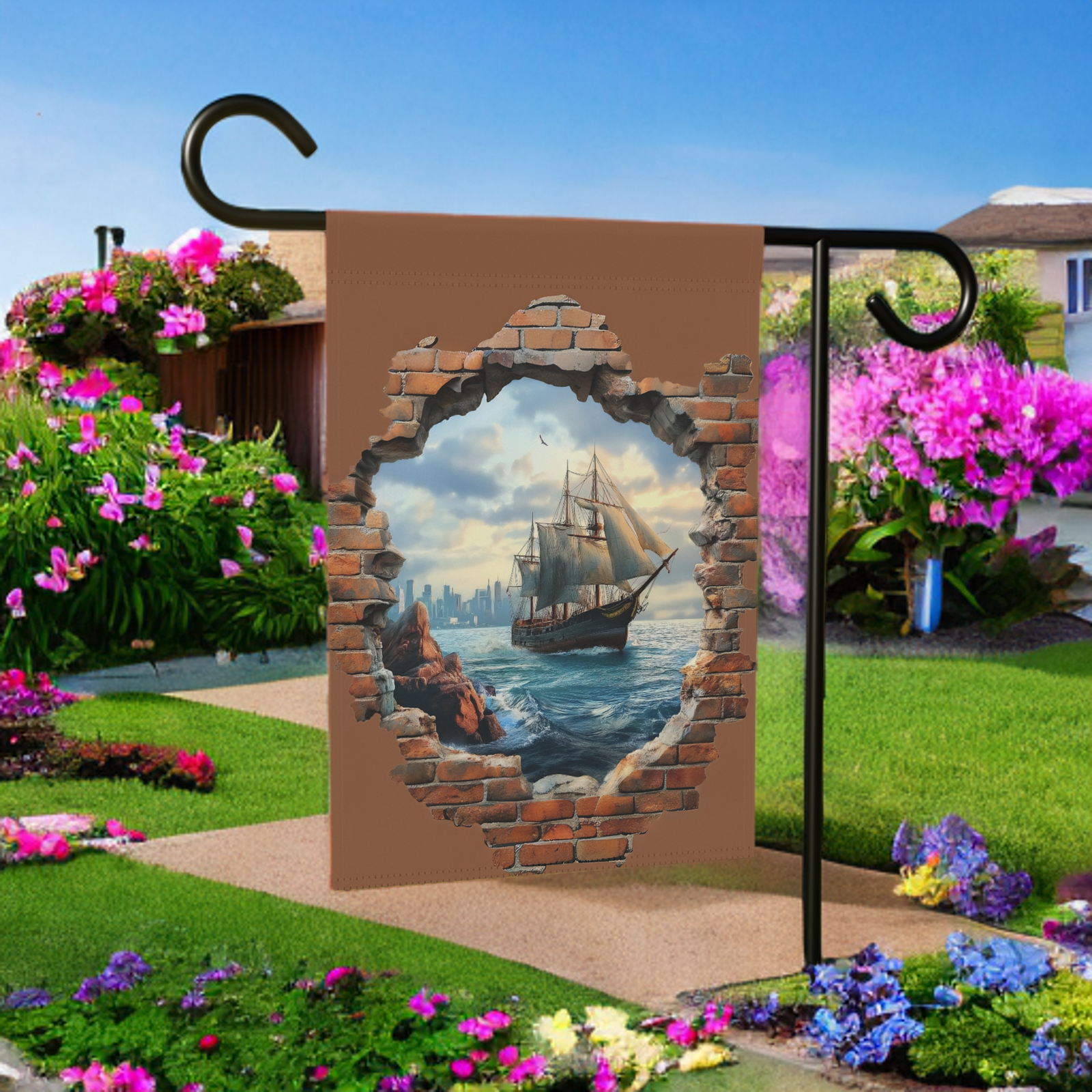 Ship in the Sea Garden Flag - Image 6