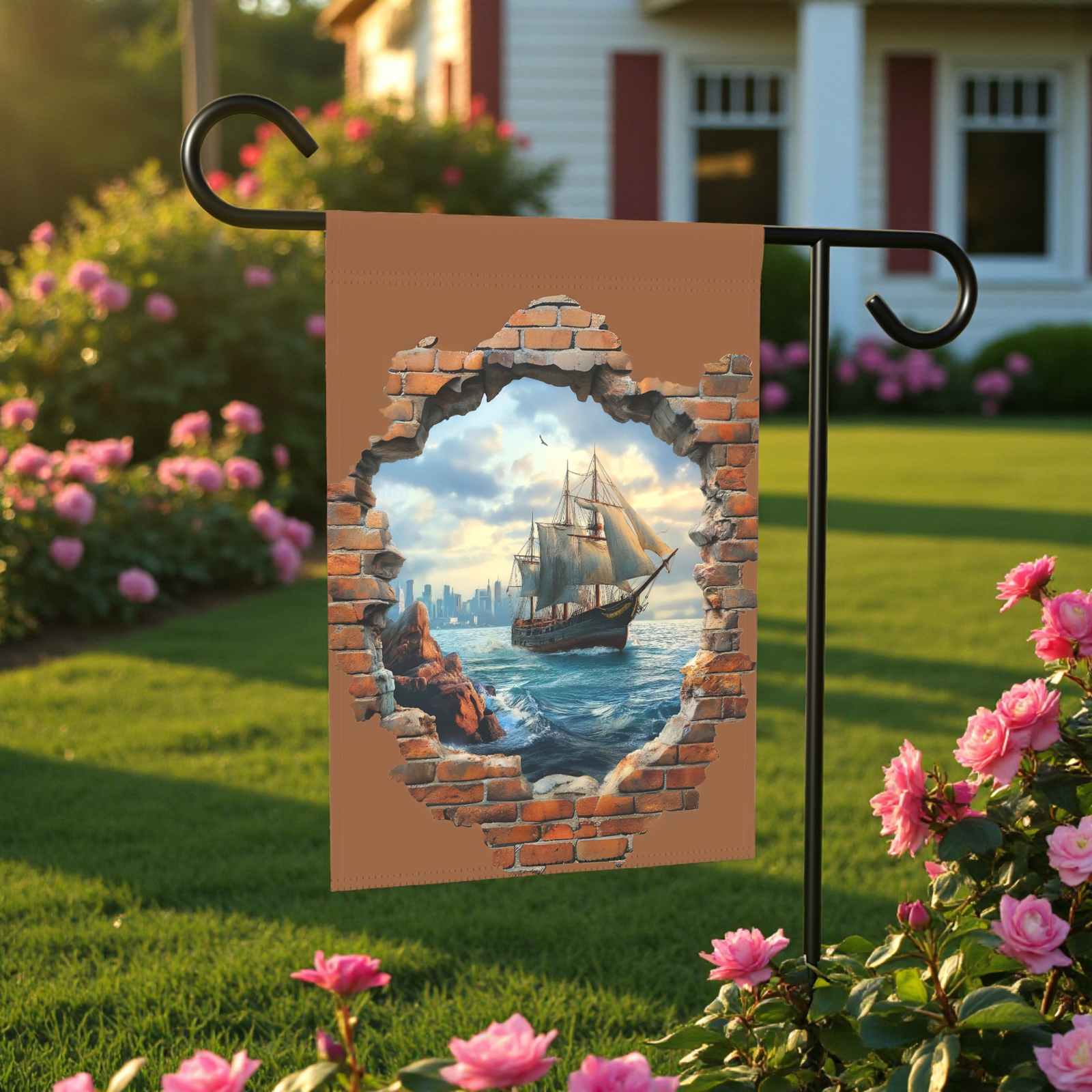 Ship in the Sea Garden Flag