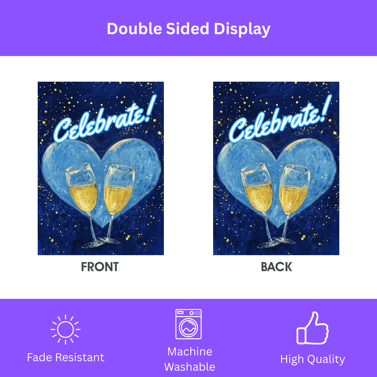 Blue Heart Champagne Celebrate Garden Flag - Image 2