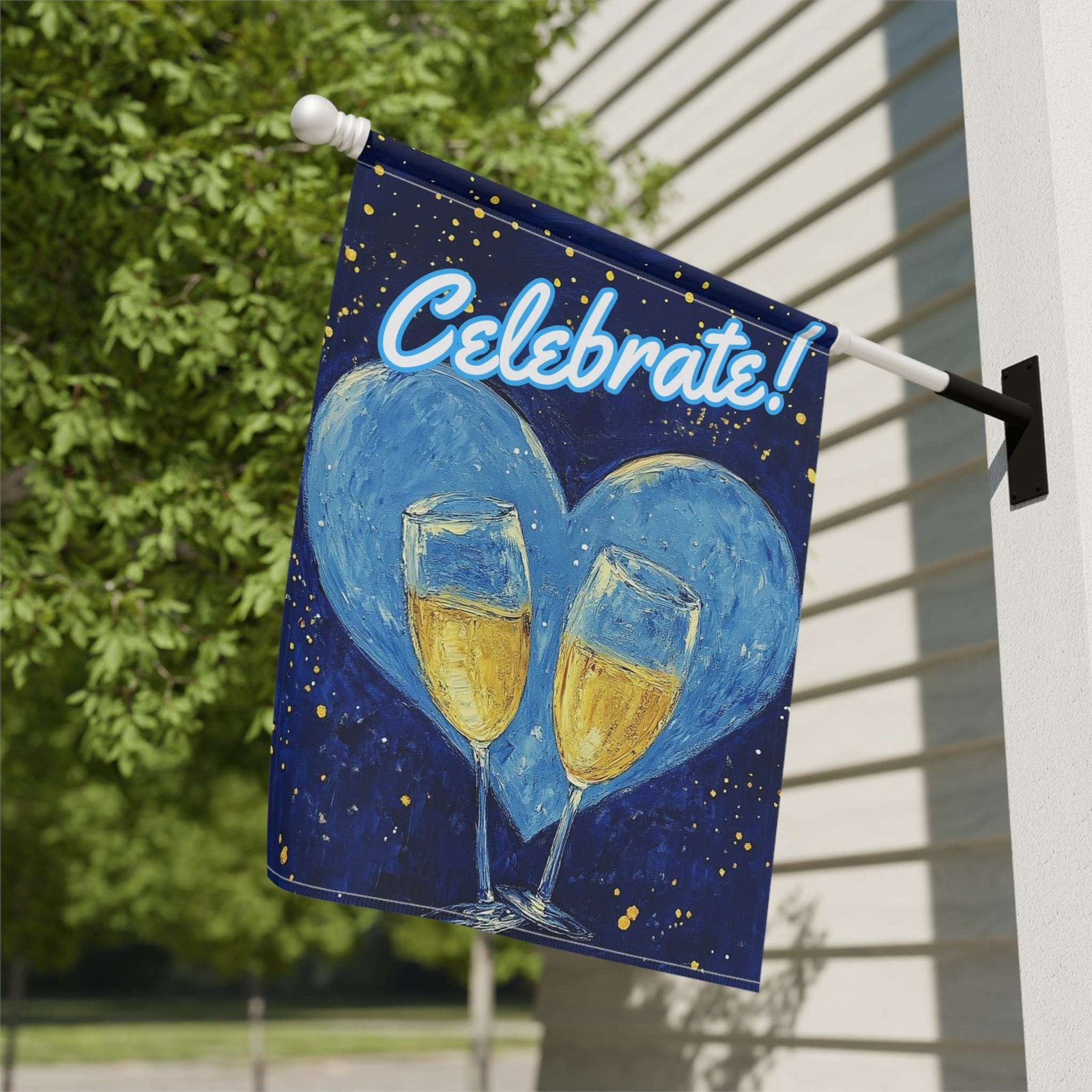 Blue Heart Champagne Celebrate Garden Flag - Image 8