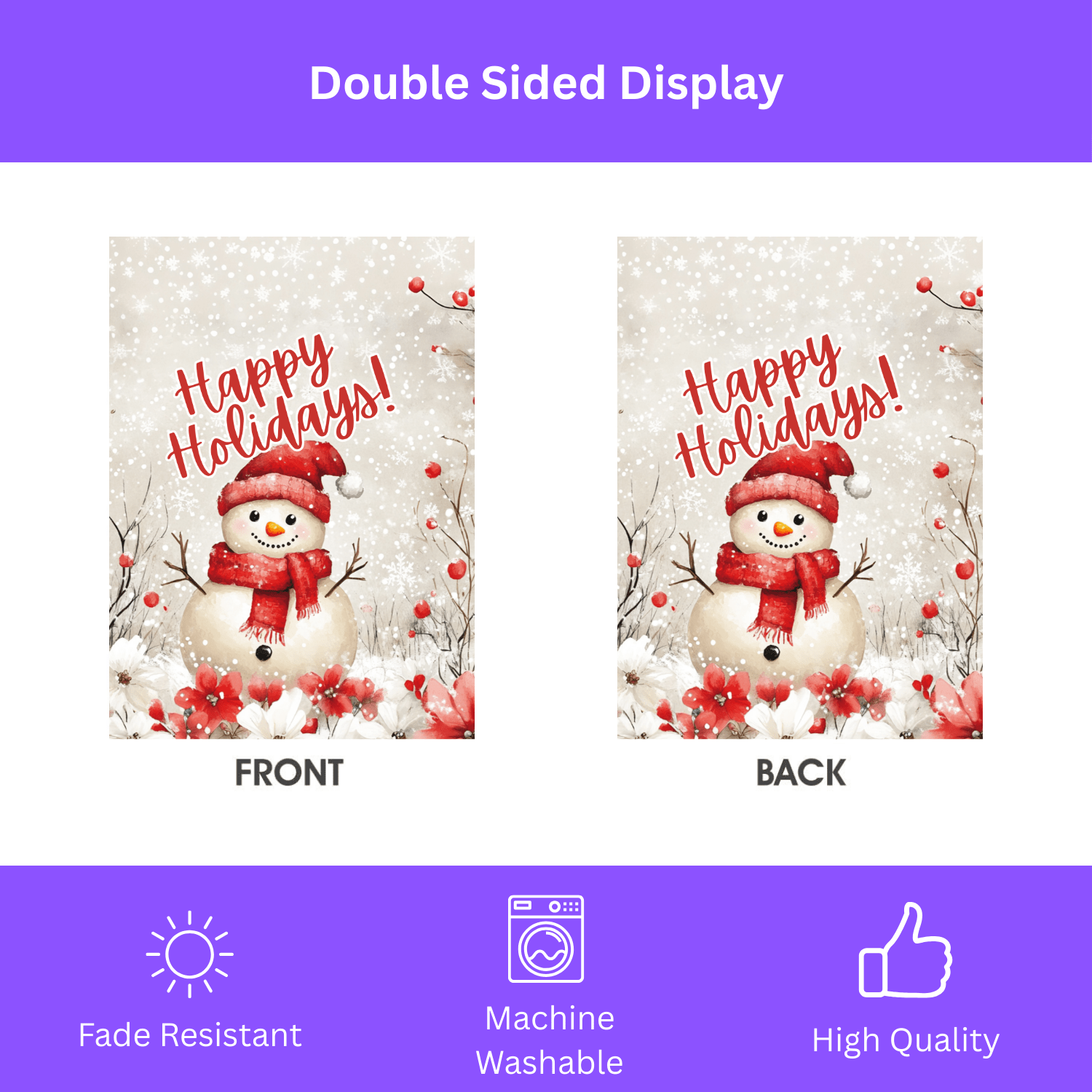 Happy Holidays Snowman Garden Flag - Image 2