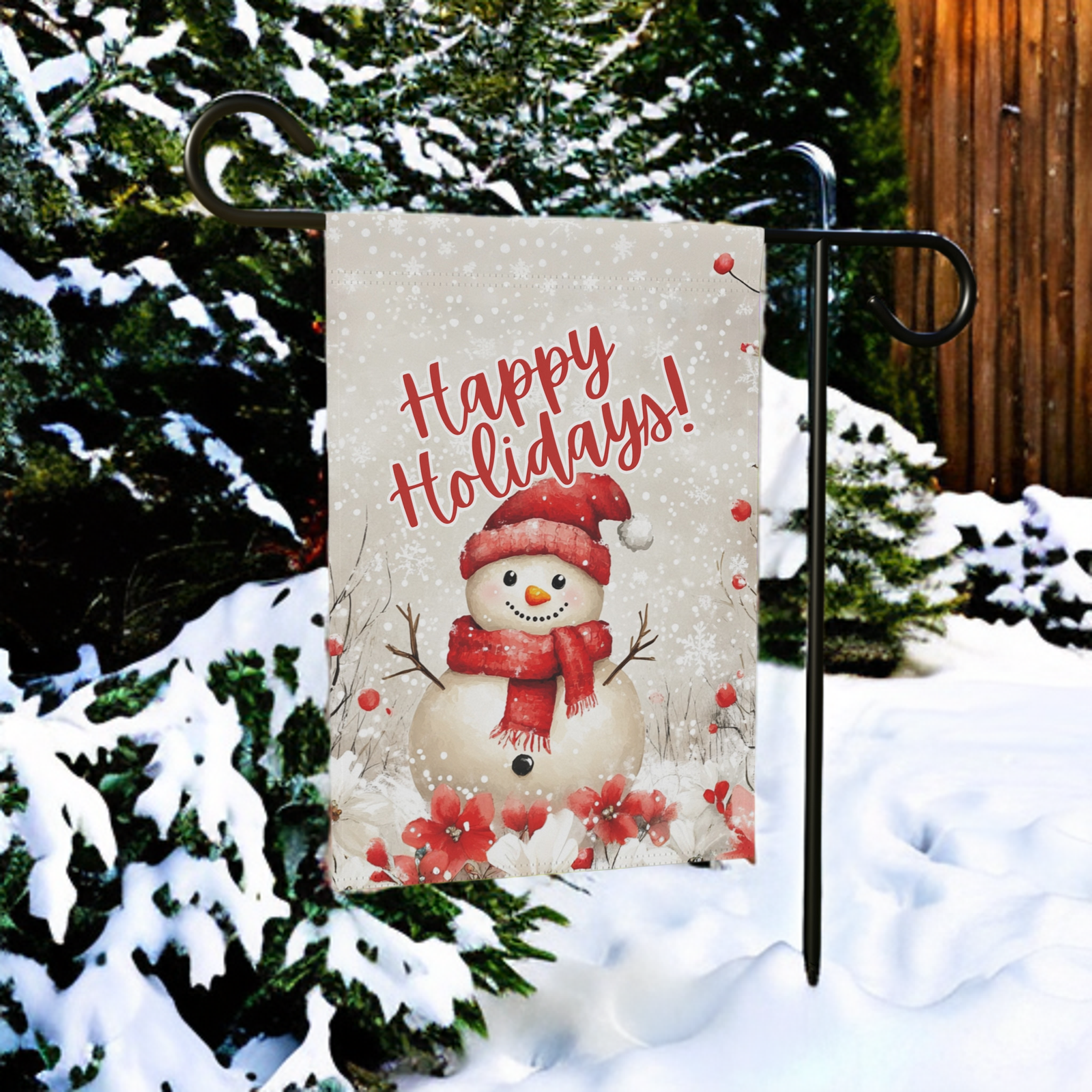 Happy Holidays Snowman Garden Flag - Image 4