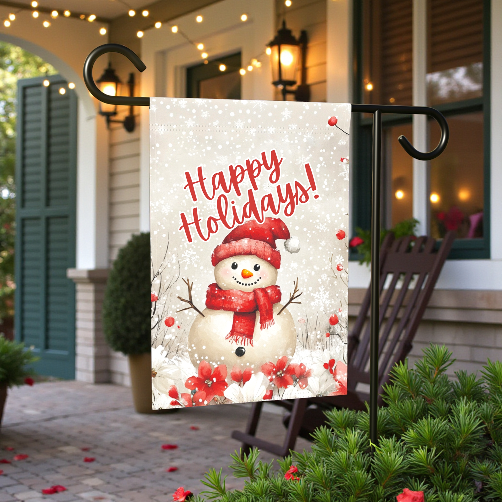Happy Holidays Snowman Garden Flag - Image 3