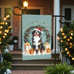 Merry Christmas Burnese Mountain Dog Garden Flag