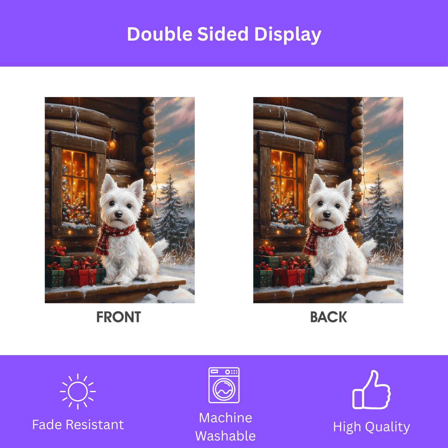 Christmas Westie Garden Flag - Image 4