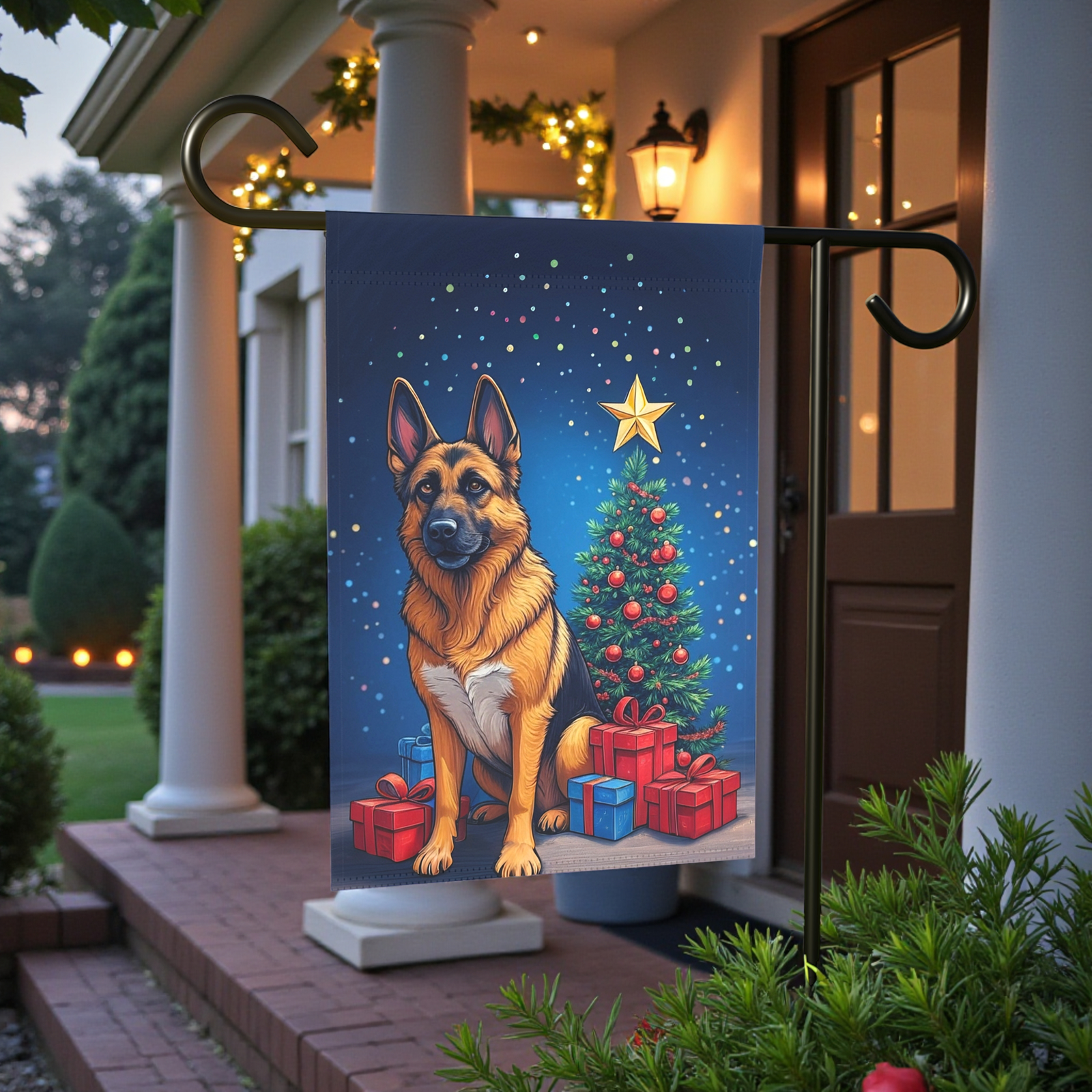 Christmas German Shepherd Garden Flag