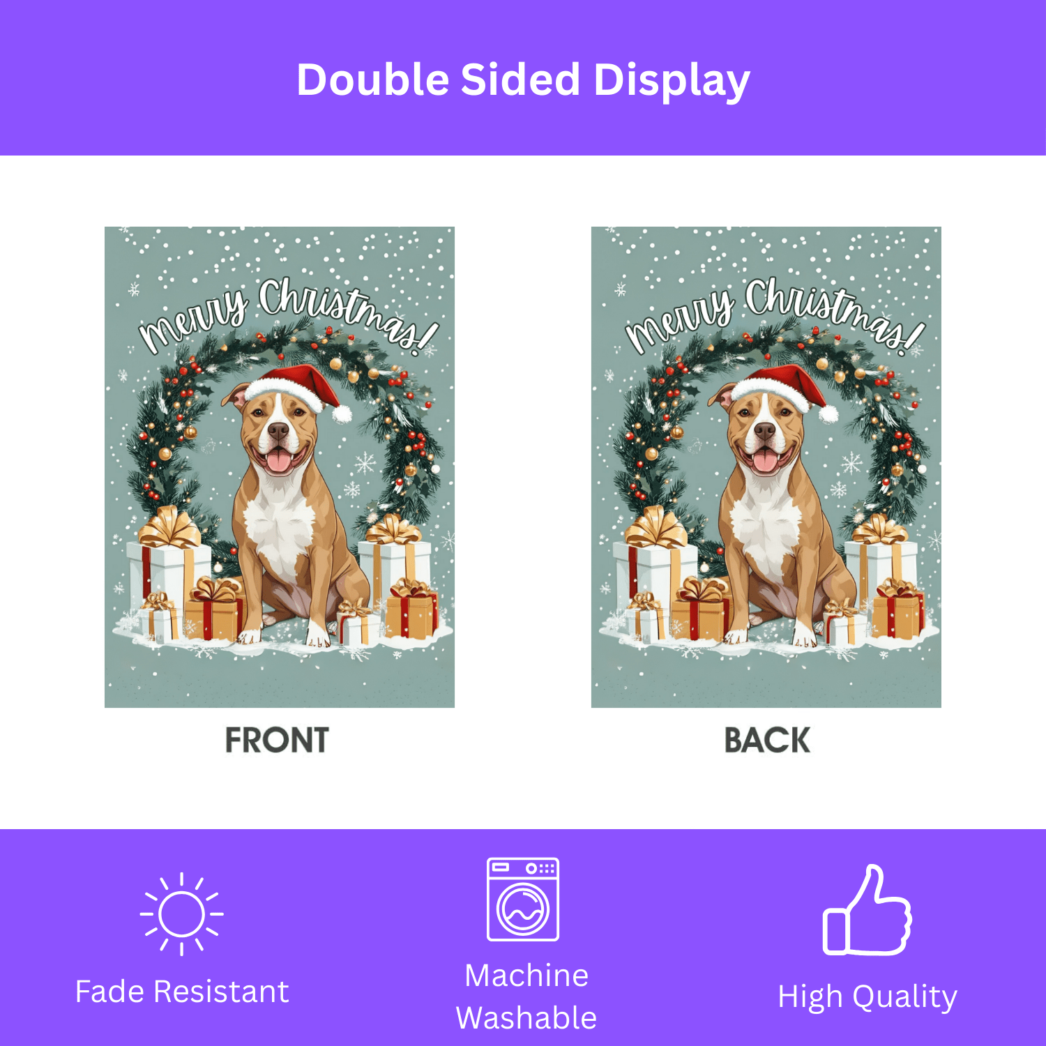 Merry Christmas Pitbull Garden Flag - Image 2