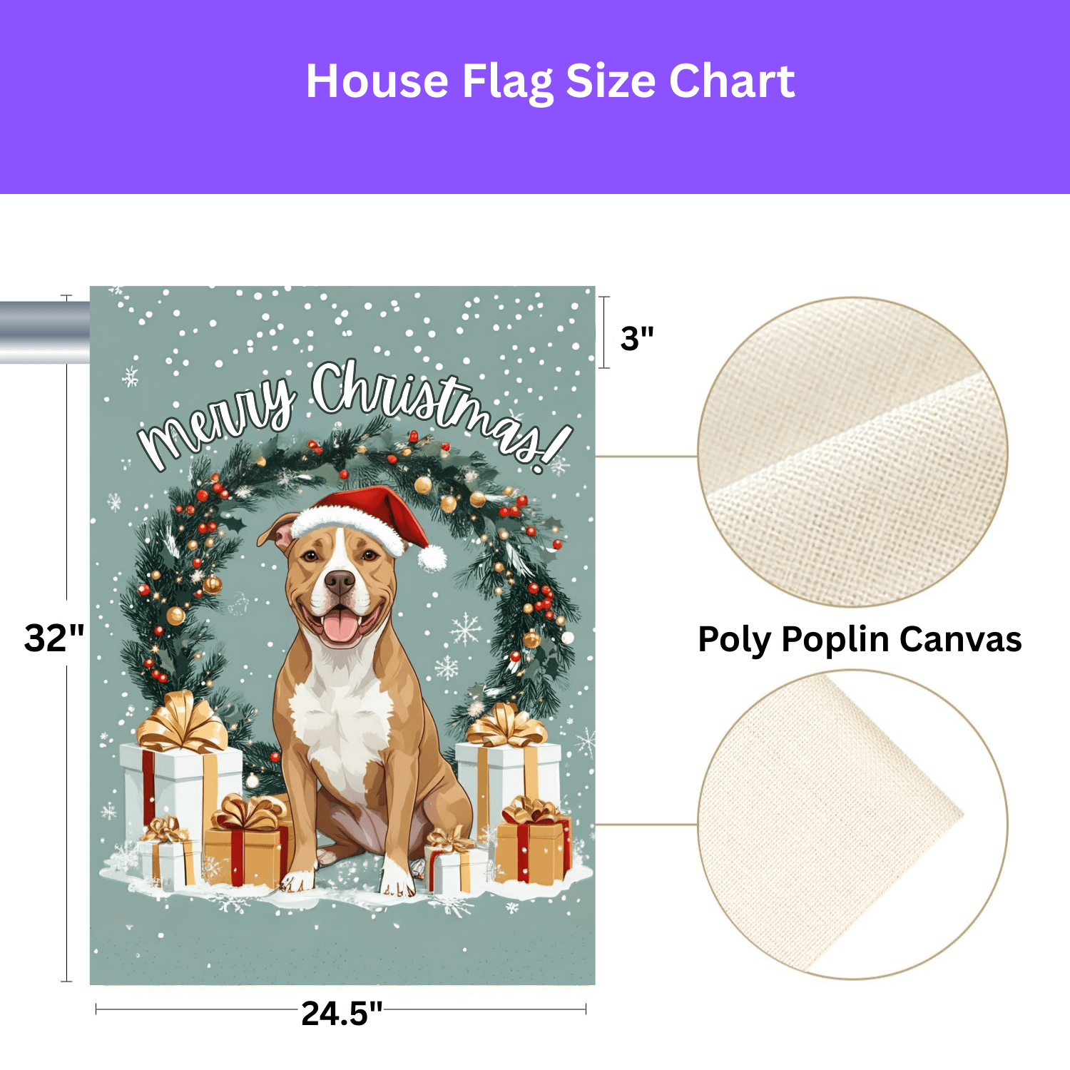 Merry Christmas Pitbull Garden Flag - Image 3
