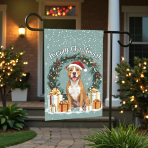 Merry Christmas Pitbull Garden Flag