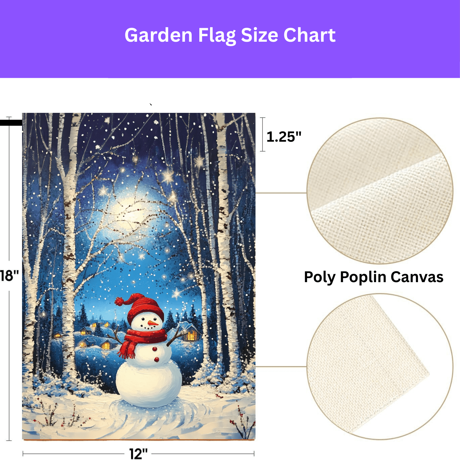 Winter Night Snowman Garden Flag - Image 5