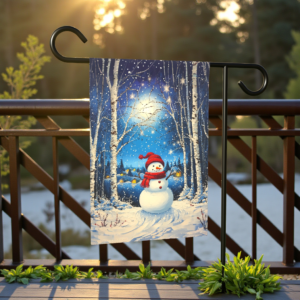 Winter Night Snowman Garden Flag