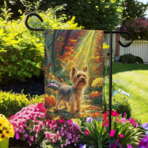 Fall Sunlight Yorkshire Terrier Garden Flag