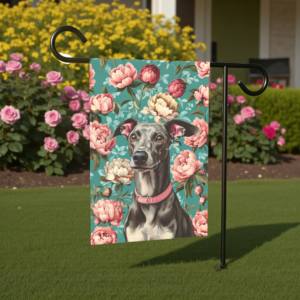 Pink Collar Greyhound Garden Flag