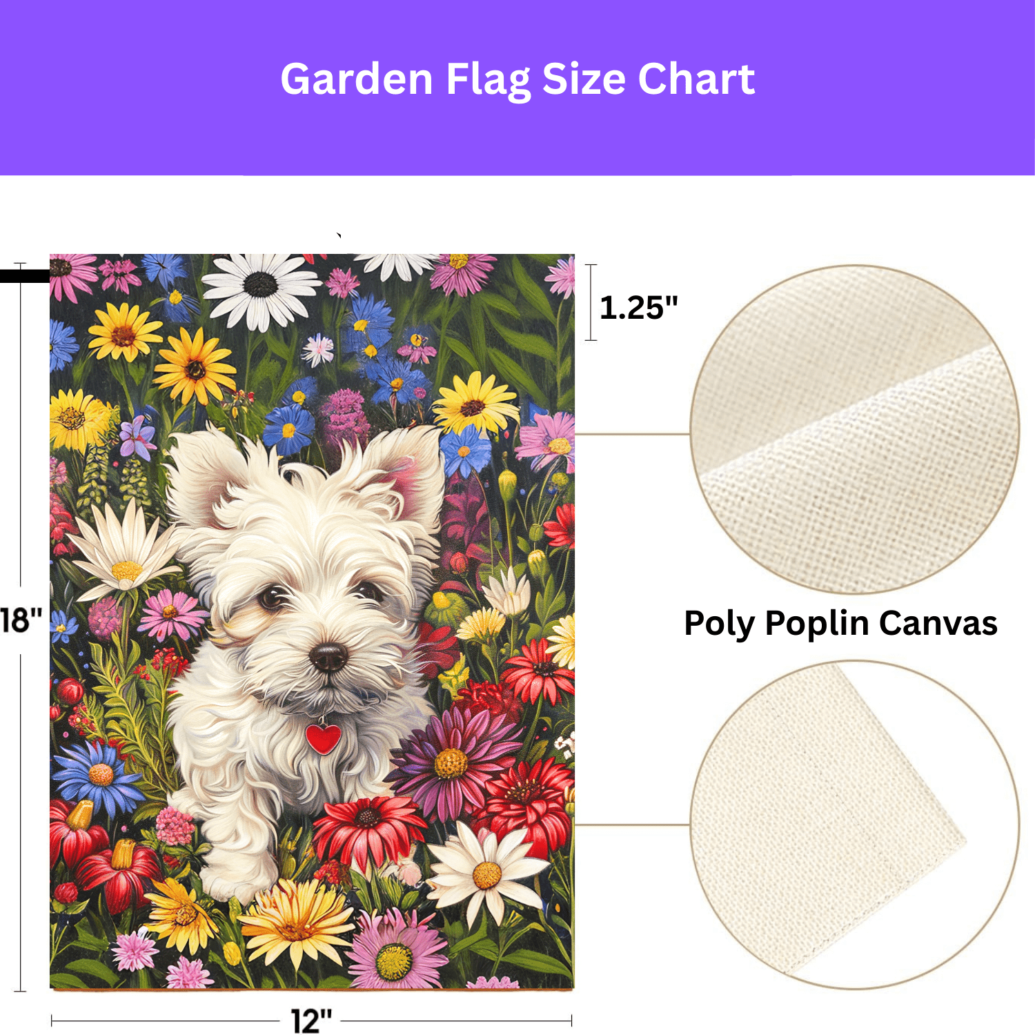 Westie Floral Garden Flag - Image 4