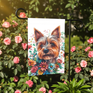 Yorkie and Spring Flowers Garden Flag