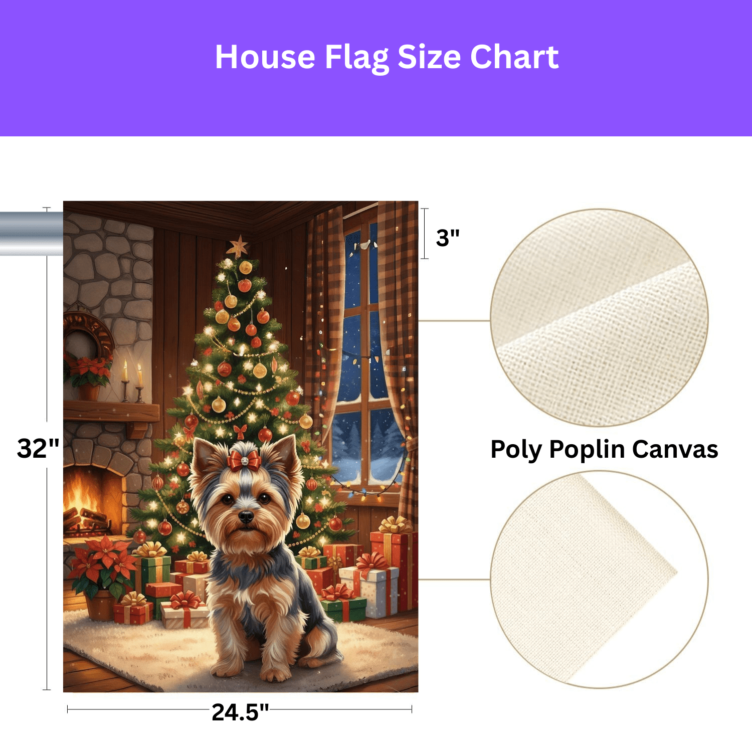 Christmas Tree Yorkie Garden Flag - Image 3