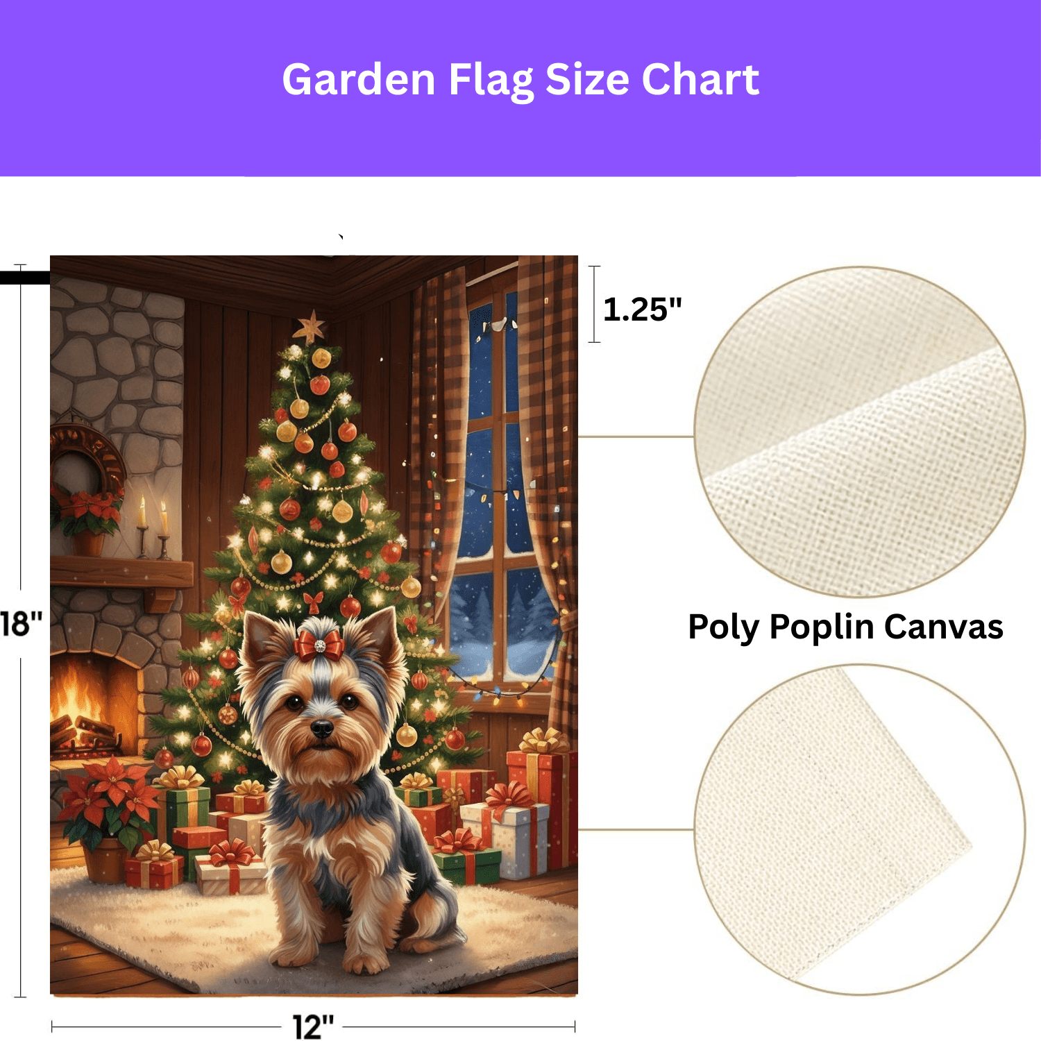 Christmas Tree Yorkie Garden Flag - Image 4